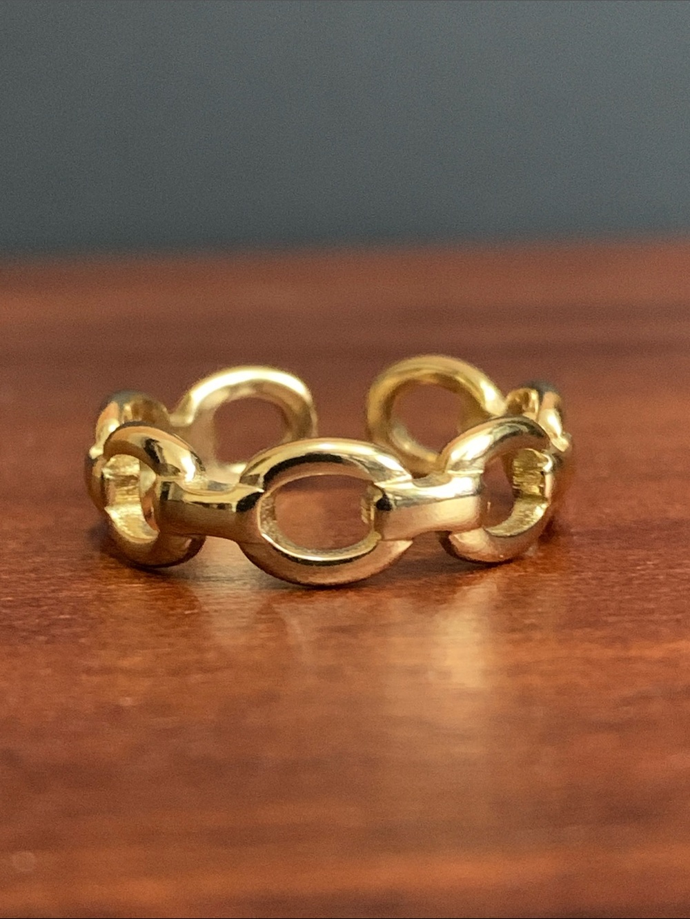 NWT gold tone link ring size 7